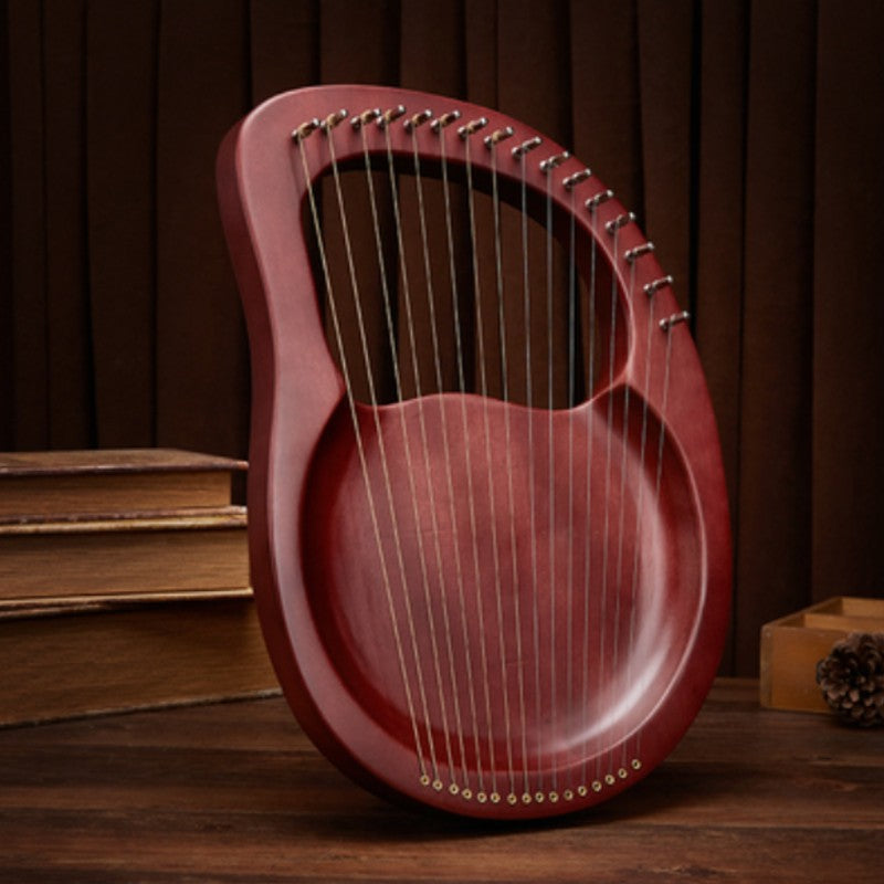 Elegant 16-String Lyre Harp with Metal Strings, Tuning Tool, Extra Strings, Guide, and Carrying Bag for All Skill Levels
