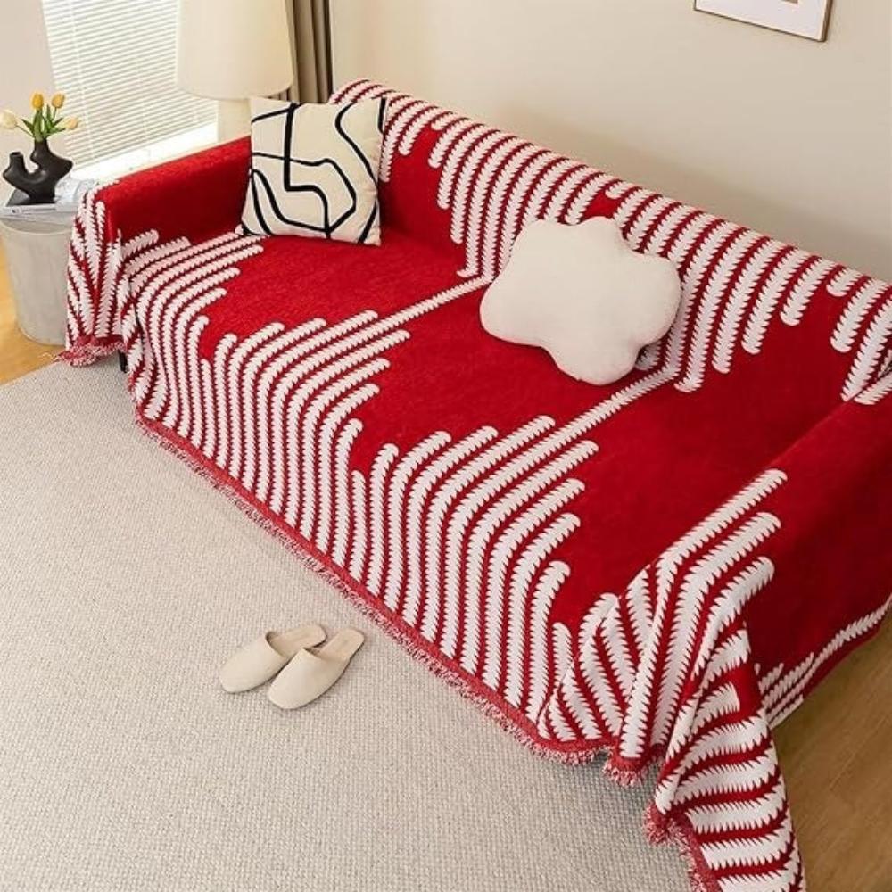 Chic Botanical Sofa Protector for Stylish Living Rooms – Red