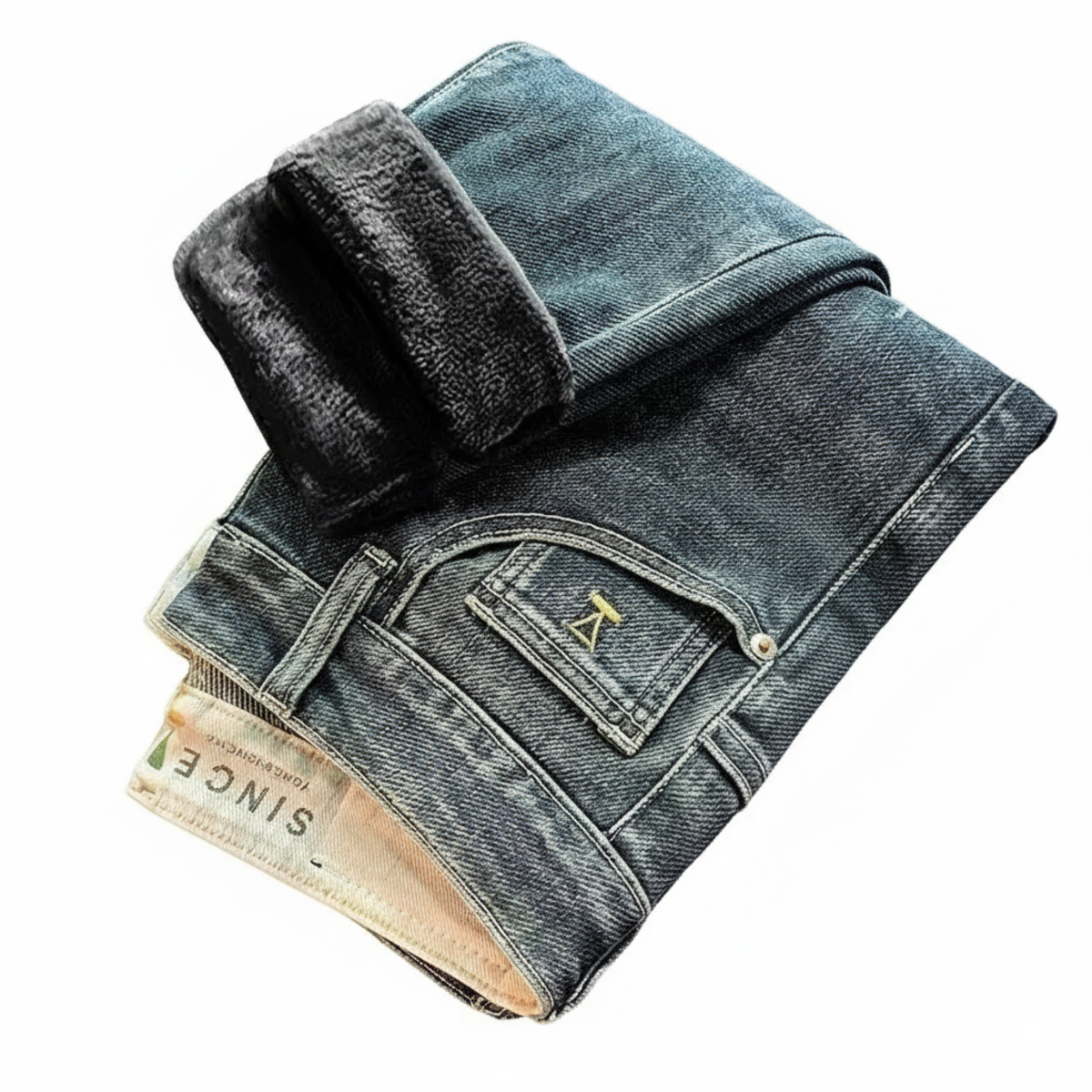 Casual Slim Fit Denim Trousers for Men - Warm Stretchy Vintage Style