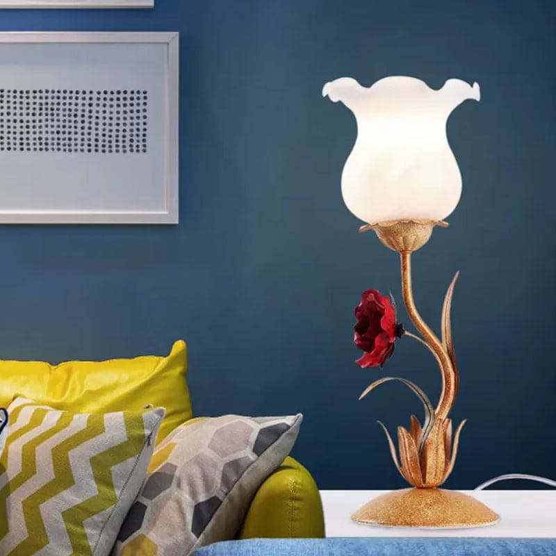 Flower-Themed Table Lamp for Bedroom Decoration – Beige