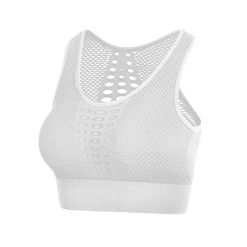 Seamless Sports Bras for Women - Breathable Yoga Workout Tops – White