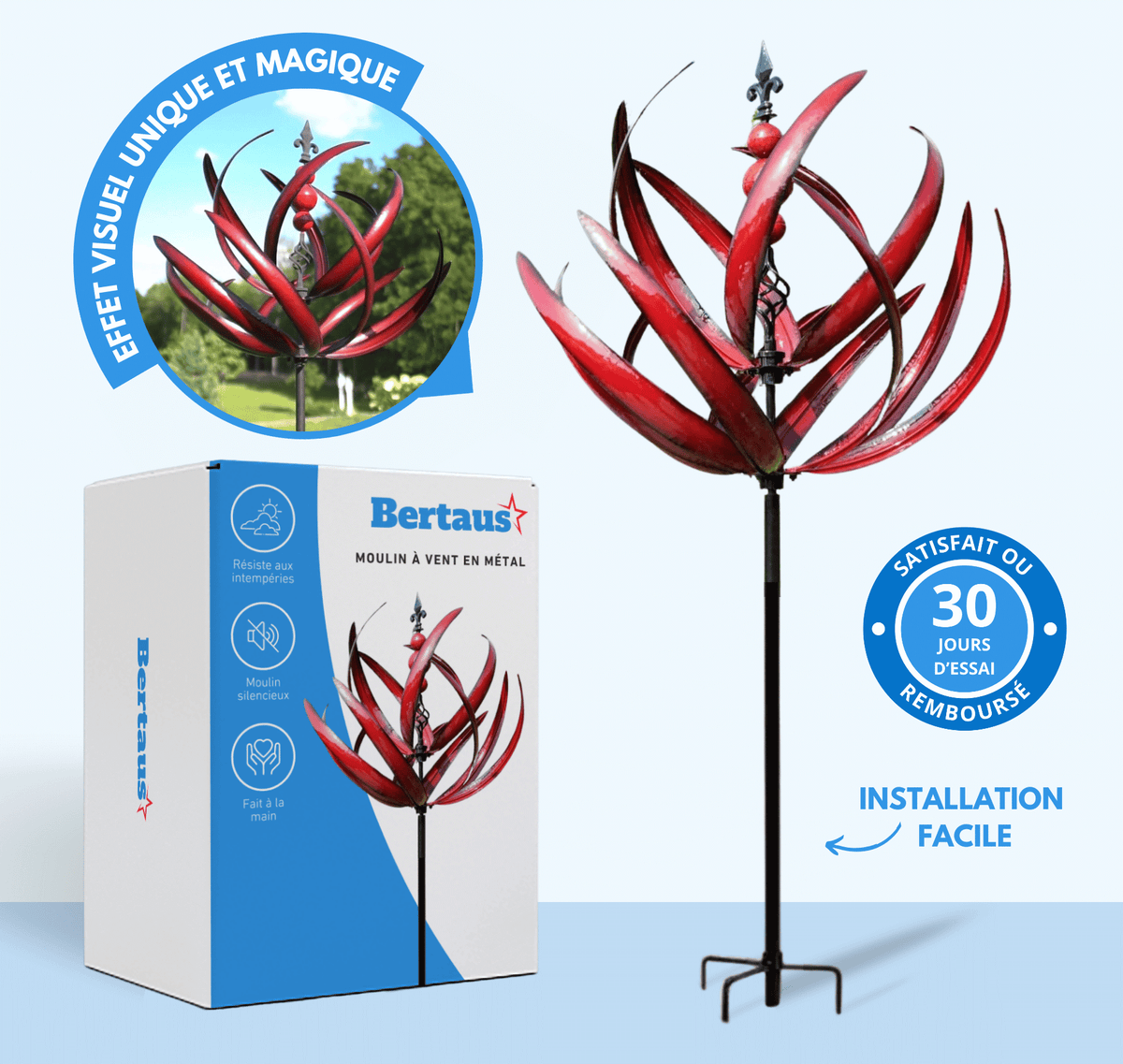 Metal Garden Windmill Decoration – Red