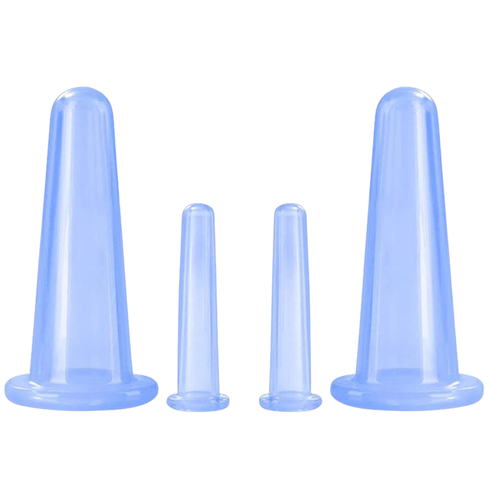 Set of 4 Silicone Cups for Facial Cupping Massage – Blue