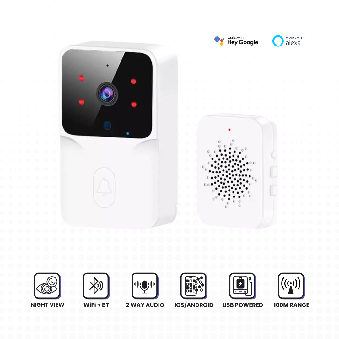 Smart Wireless Doorbell Camera for Ultimate Home Security – White