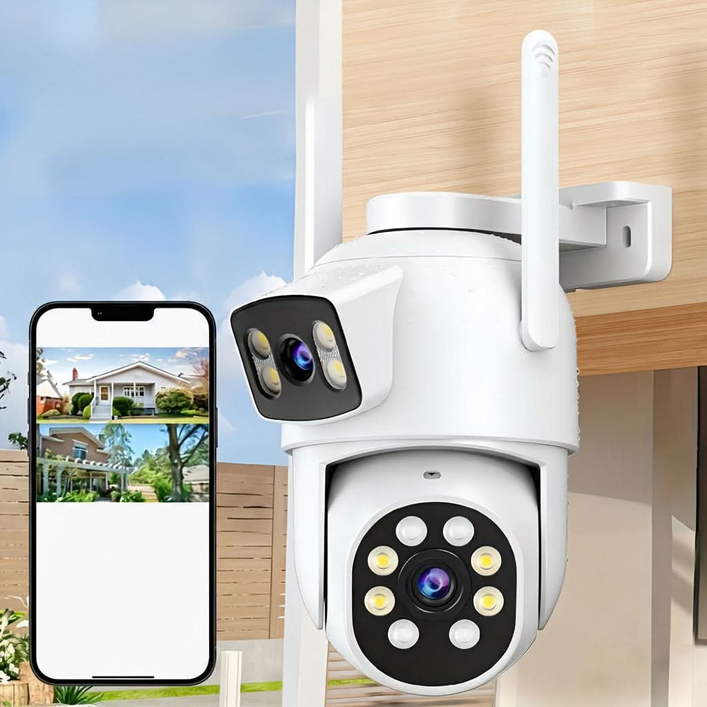 Dual Lens Surveillance Camera – White