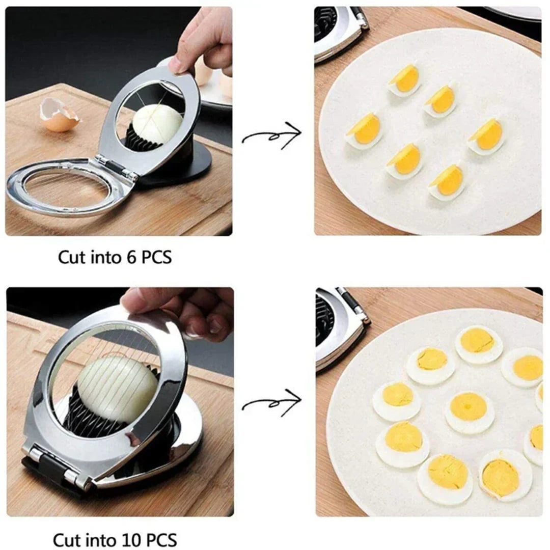 Stainless Steel Egg Slicer – 3-in-1 Cutting Tool for Easy Prep