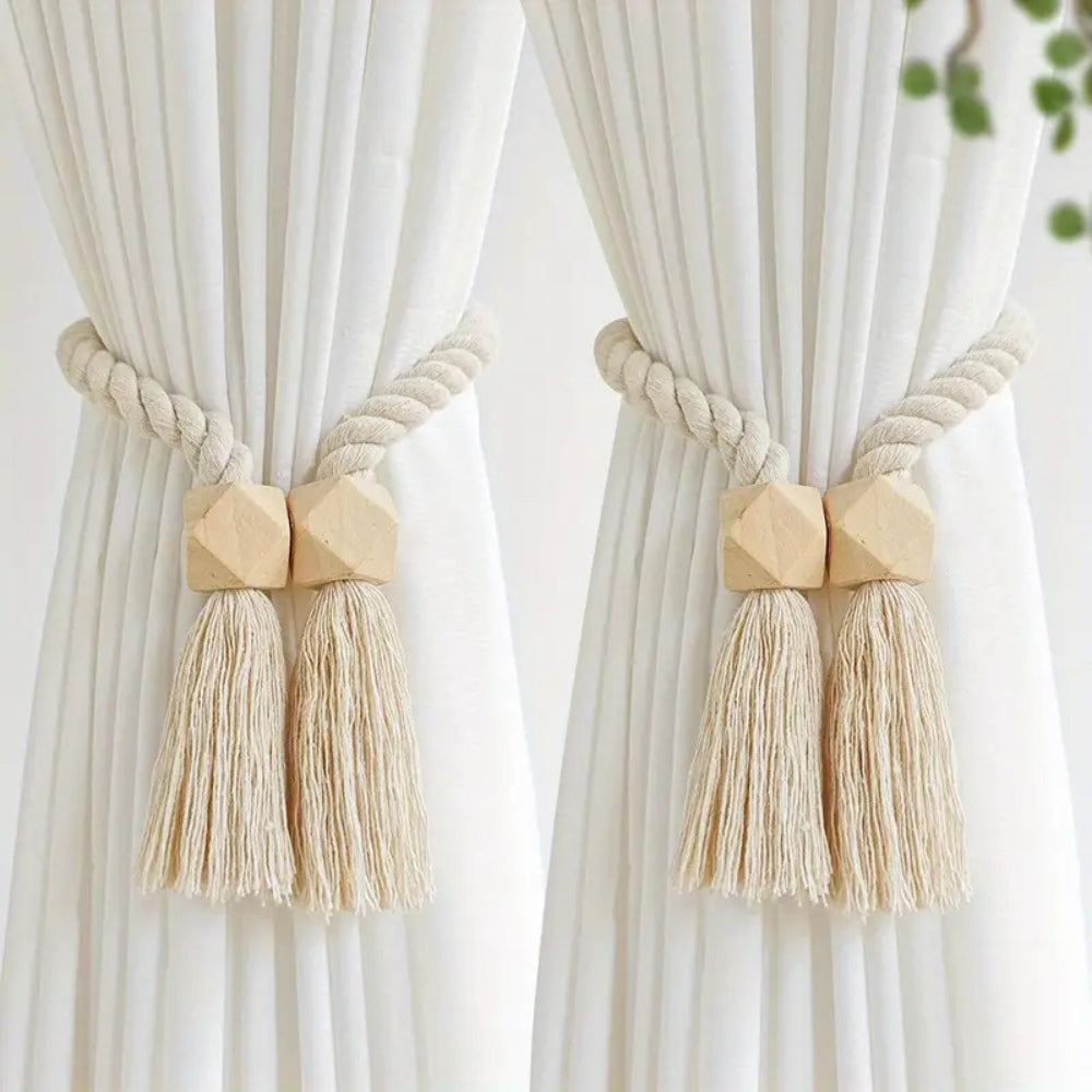 Charming Wooden Bead Curtain Holdbacks