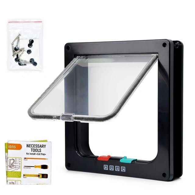 Smart Access Pet Door with 4-Way Lock System – Black