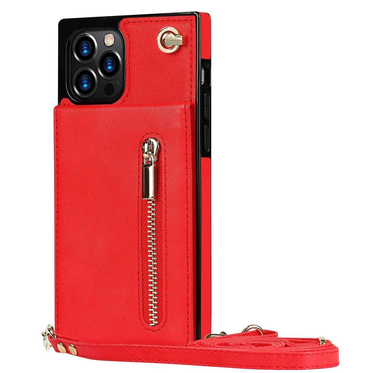 Hands-Free Smartphone Crossbody Wallet Case – Red