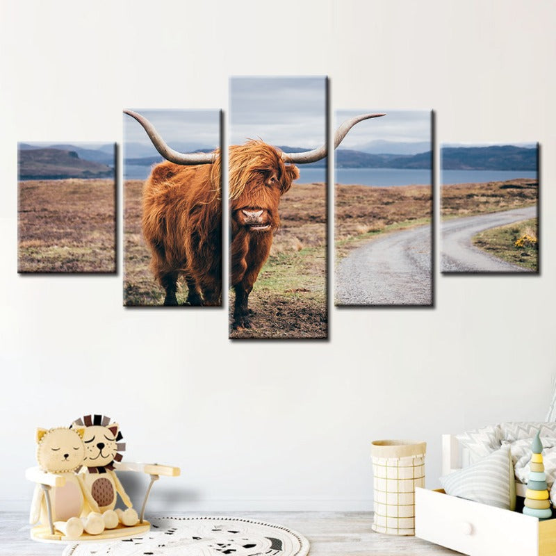 Charming Canvas Set of 5 - Rustic Cow Wall Art