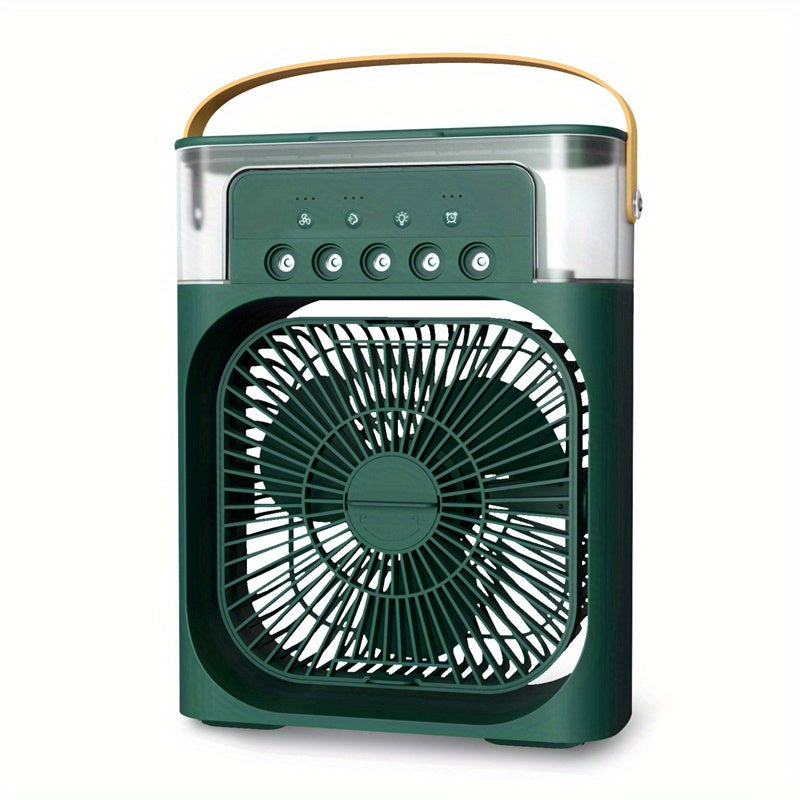Portable USB Rechargeable 600ml Spray Fan - 2V Humidifier with 3 Speeds – Green