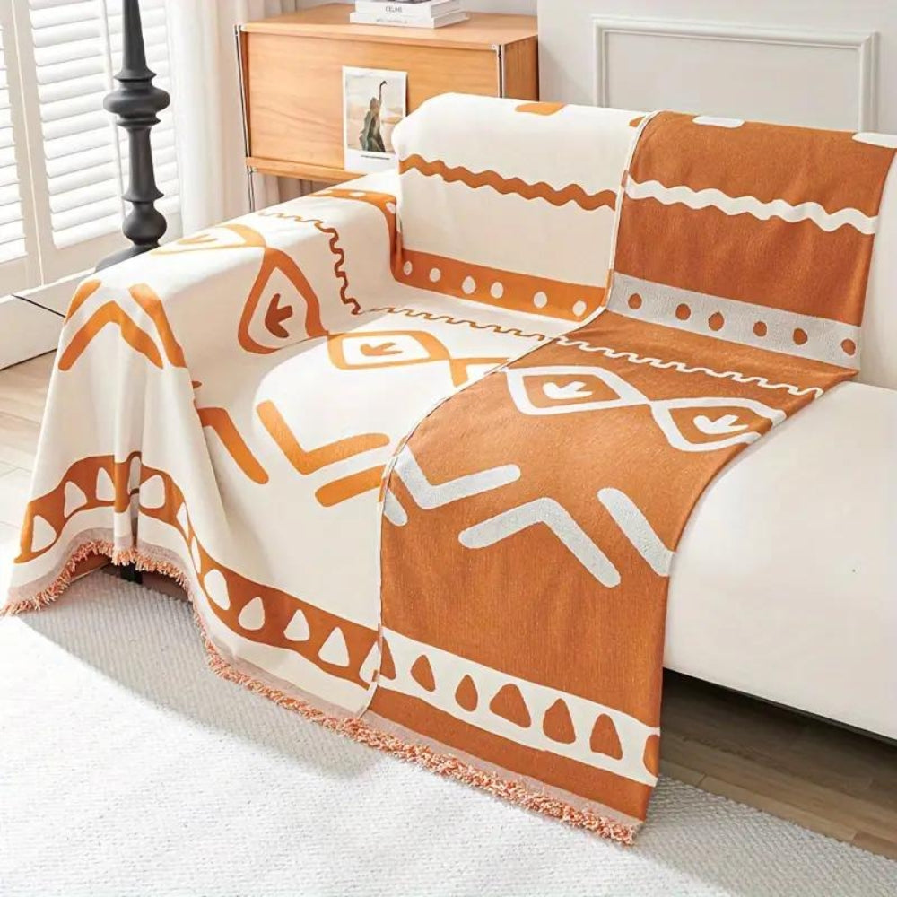 Chic Reversible Sofa Protector for All Seasons – Orange