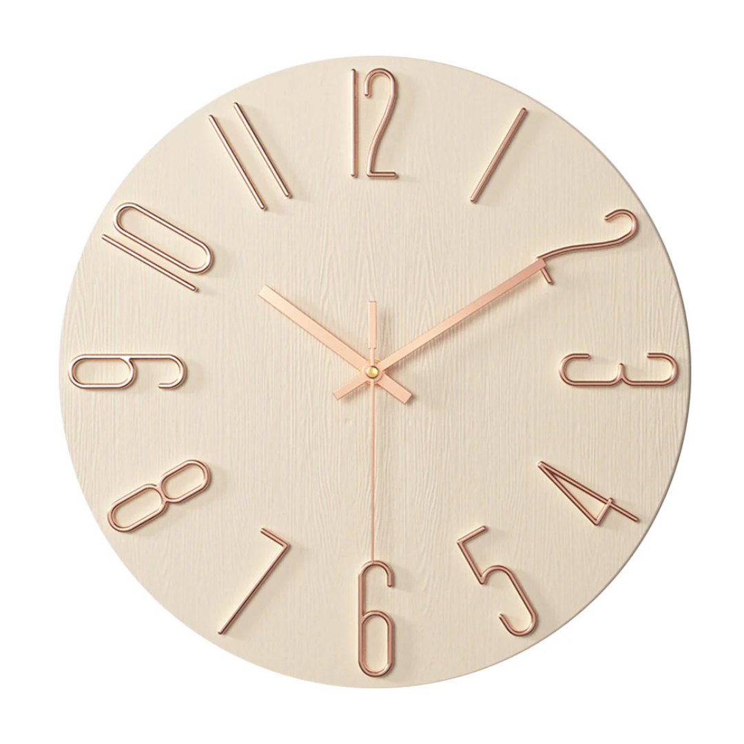 Modern Silent Wall Clock for Living Room – Elegant Timepiece – Rosé