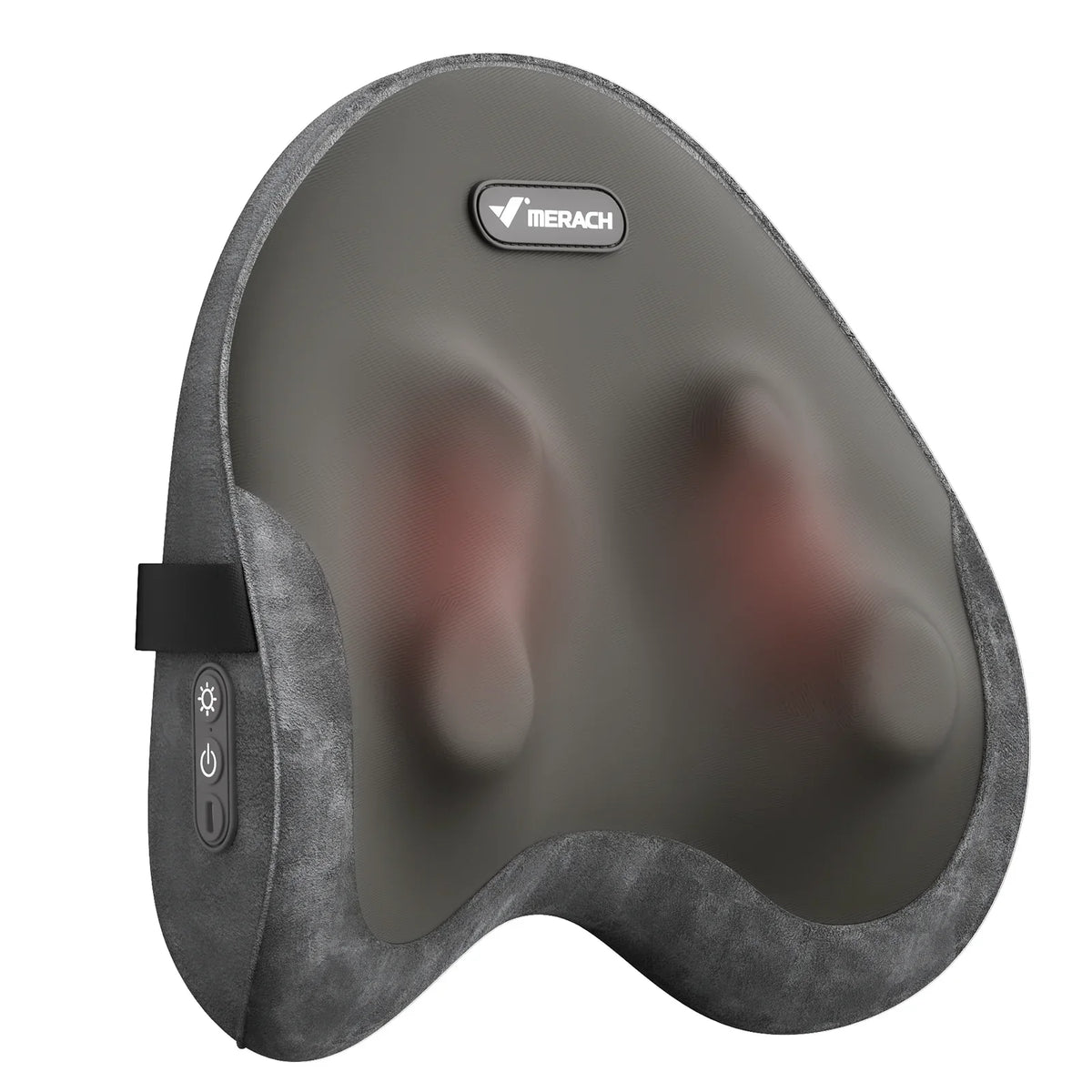 Shiatsu Lumbar Support Pillow with Heat – Memory Foam Back Cushion, 4 Rotating Nodes, Reversible & Washable Cover – Gray