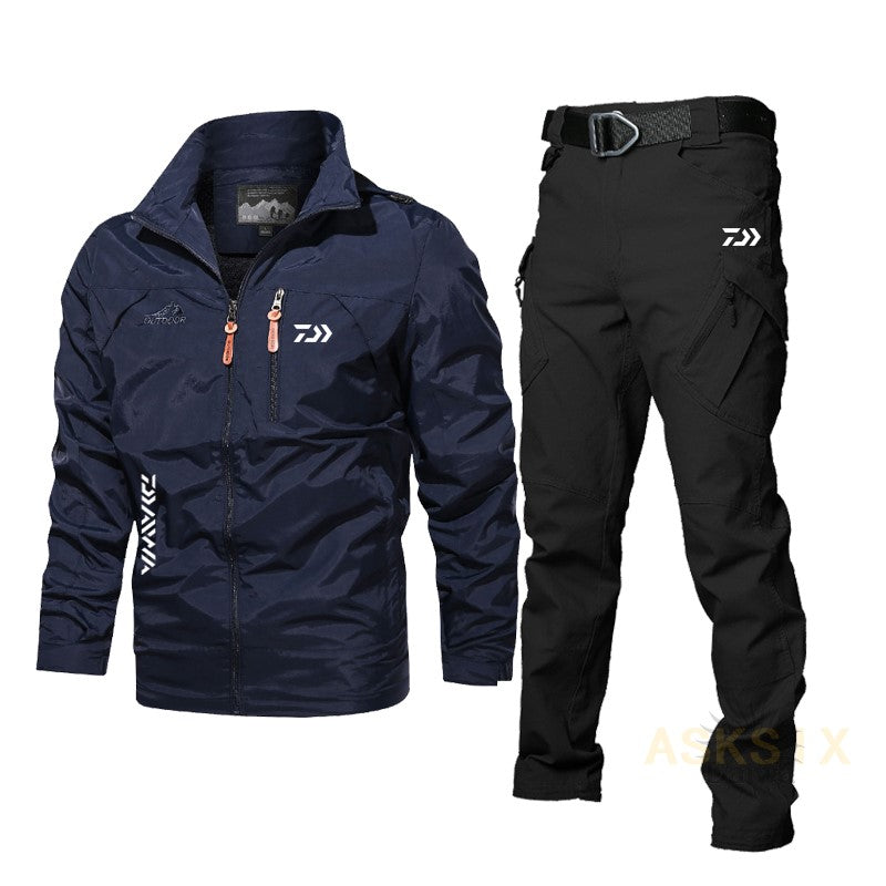 Windproof Fishing Suit for Men – Blue-Black