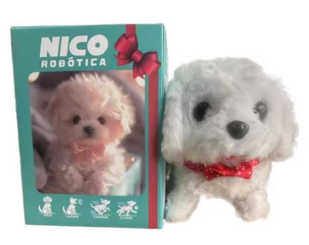 Smart Interactive Puppy Toy with Lifelike Features – White