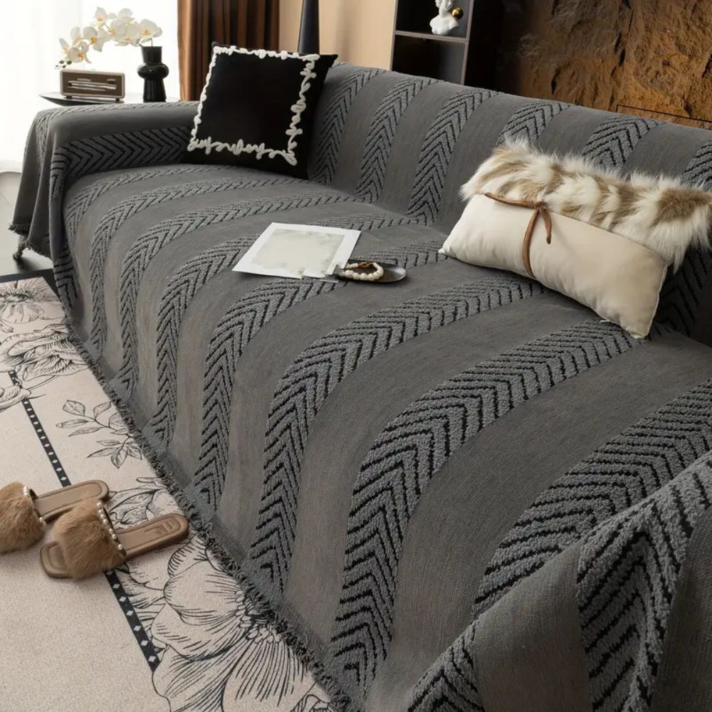 Chic Geometric Couch Protector for Everyday Use – Graphite