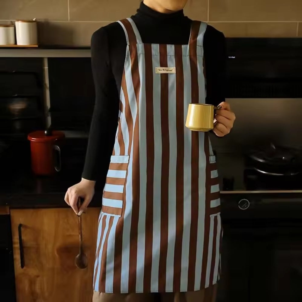 Chic Striped Kitchen Apron for Daily Use – Mocha Stripe