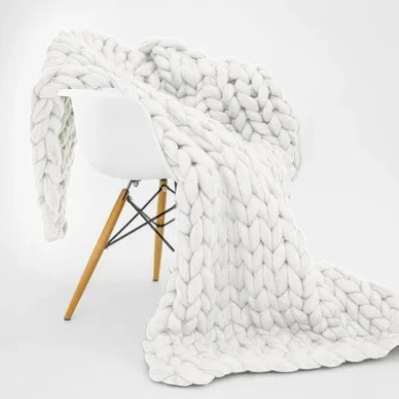 Quilted Organic Cotton Sleep Blanket for Relaxation and Stress Relief – White