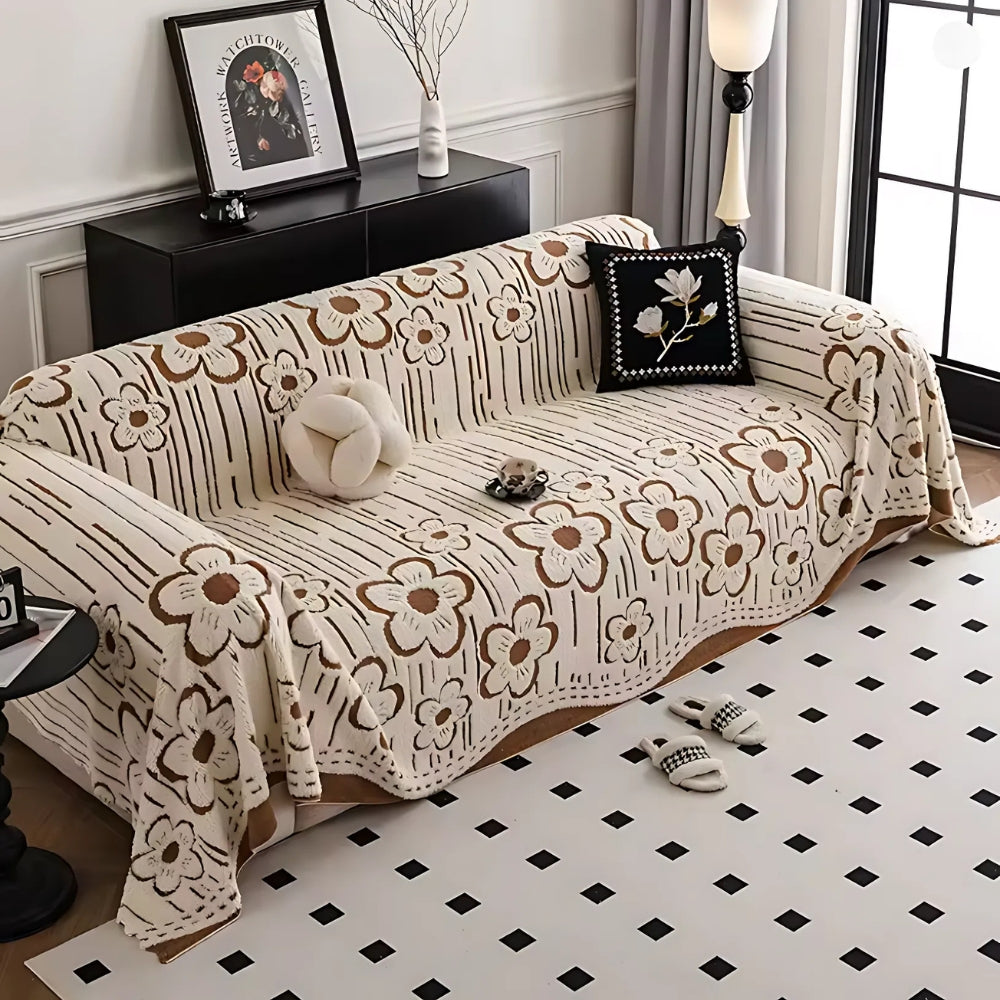 Charming Floral Couch Protector for a Stylish Refresh – Caramel Bloom