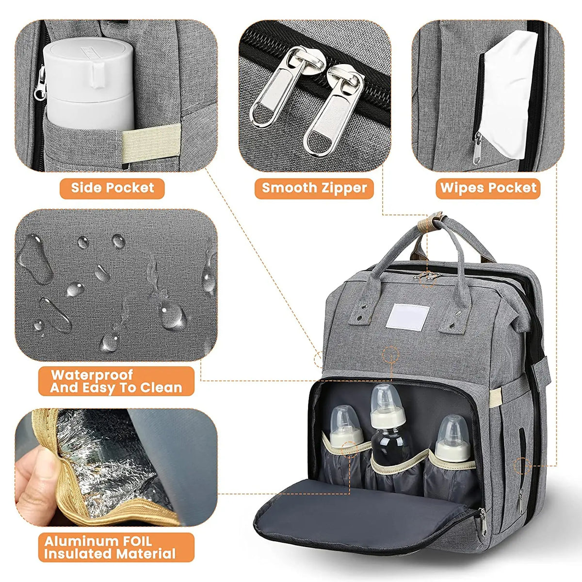 Parenting Backpack for Baby Essentials – Gray
