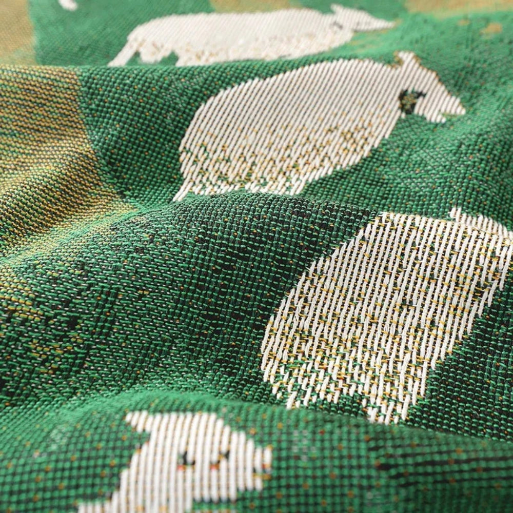 Charming Sheep Patterned Cozy Woven Blanket
