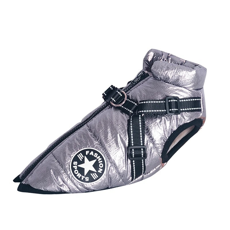 Windproof & Reflective Dog Vest – Silver