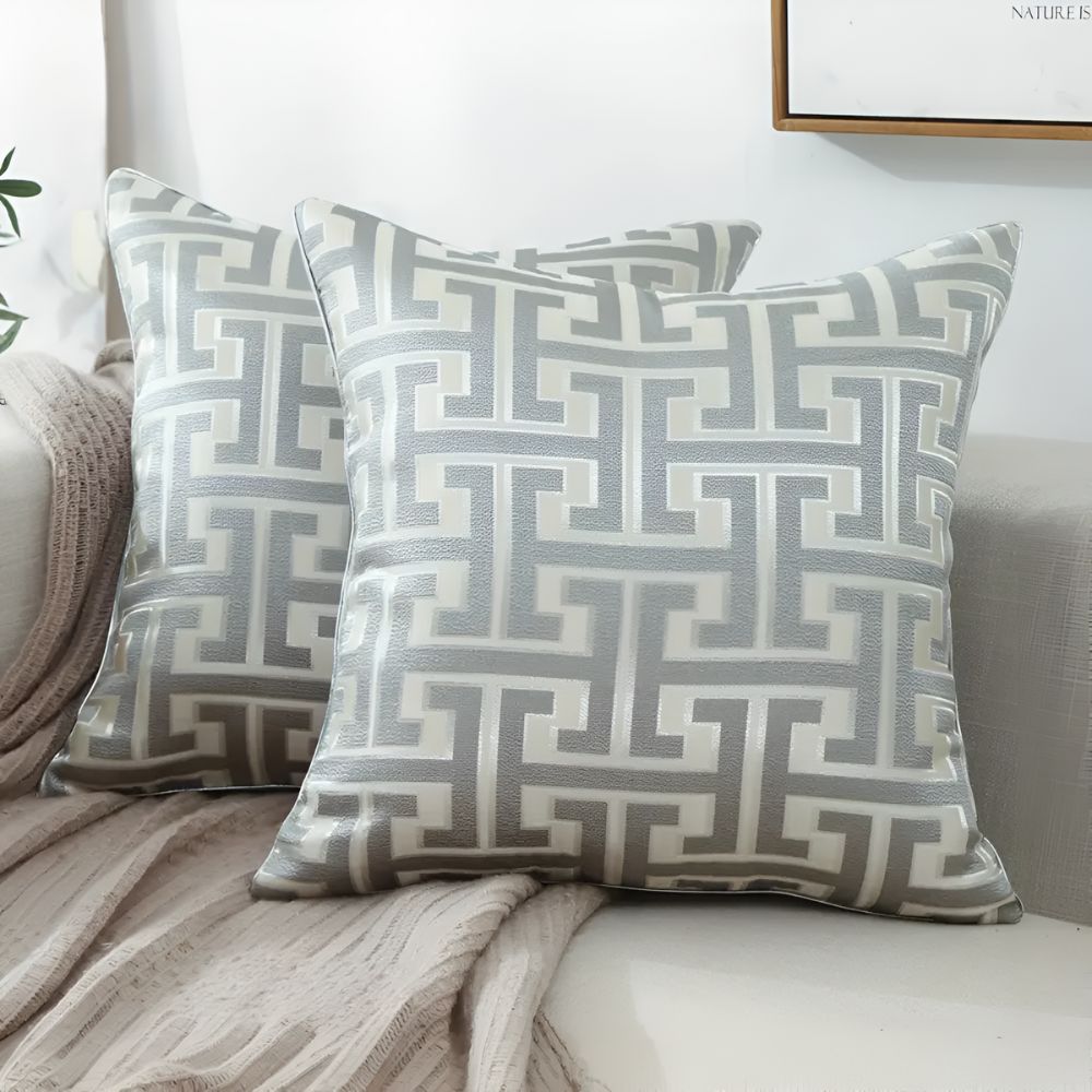 Chic Modern Geometric Throw Pillow Cover – Grey