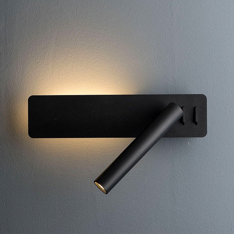 Bedroom Wall Lamp with Adjustable LED Light – Black
