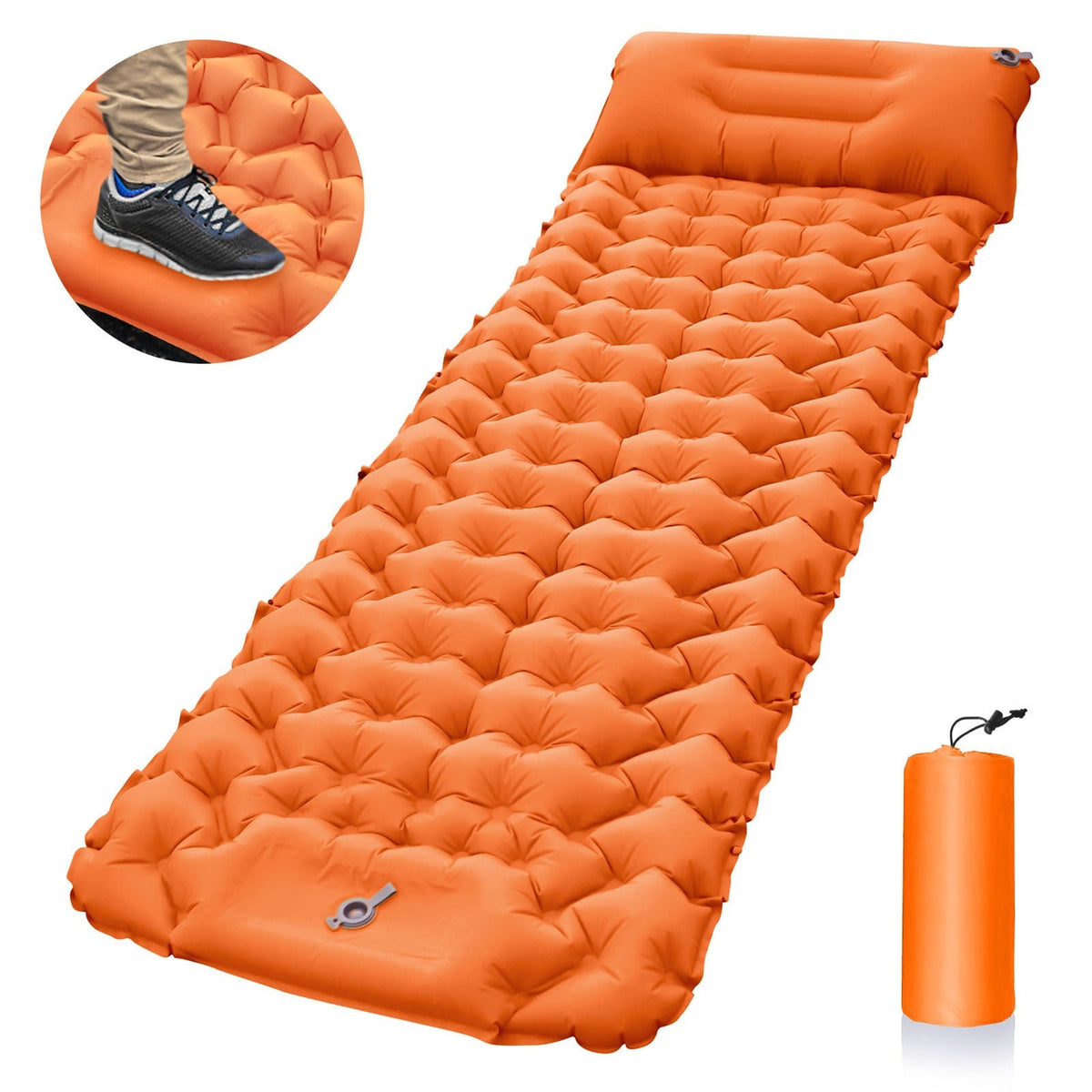 Inflatable Sleeping Pad for Ultimate Outdoor Comfort – Orange