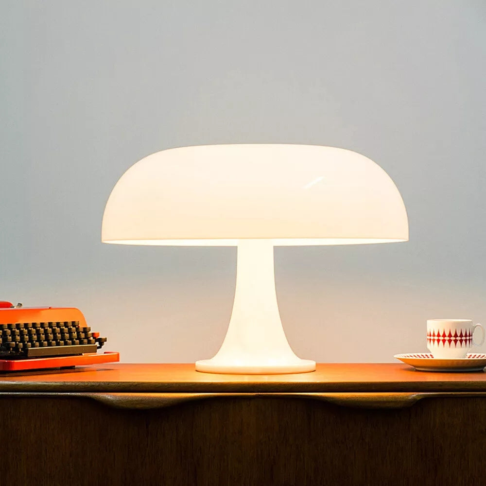 AuraGlow Retro LED Table Lamp – Opal White