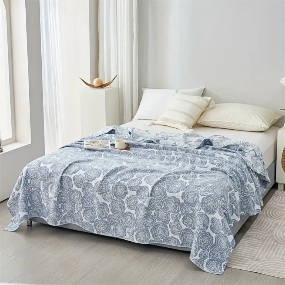 Charming Blooms Cotton Throw Blanket – Frosted Bloom