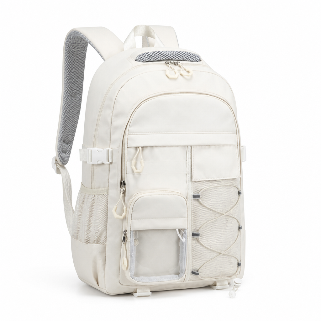 Versatile Multi-Section Backpack for School and Beyond – White
