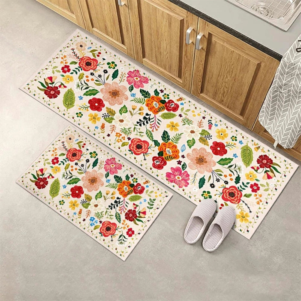 Charming Floral Comfort Mat Duo for Your Kitchen – Vanilla Garden