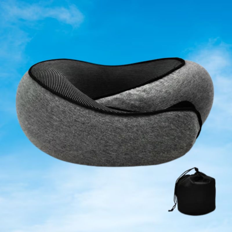 Travel Neck Pillow with Ergonomic Design for Comfort – Dark gray