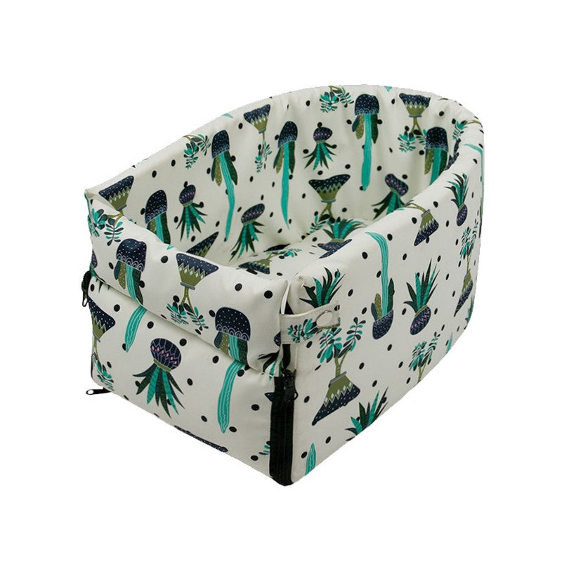 Dog Car Seat for Pets - Portable Travel Safety Seat – Green Print