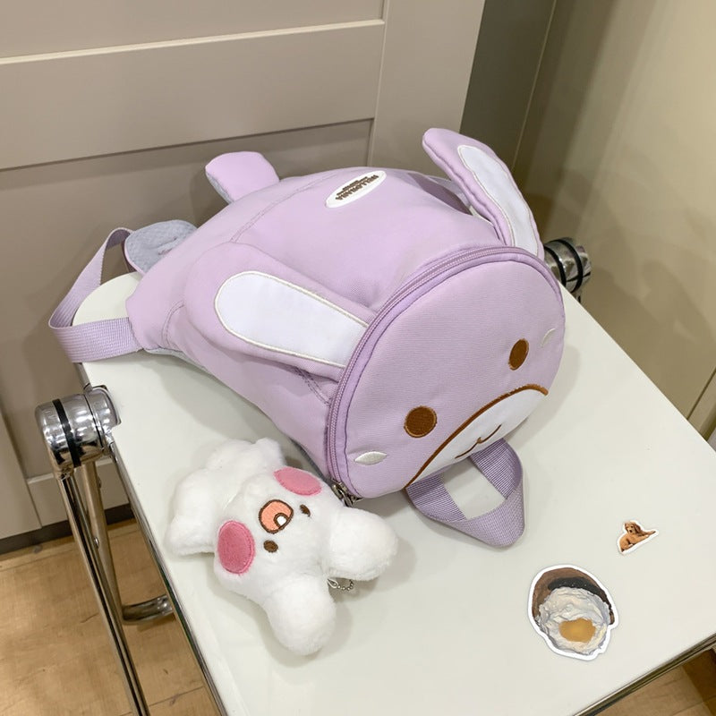 Mini Backpack with Cute Bunny Design for School – Purple
