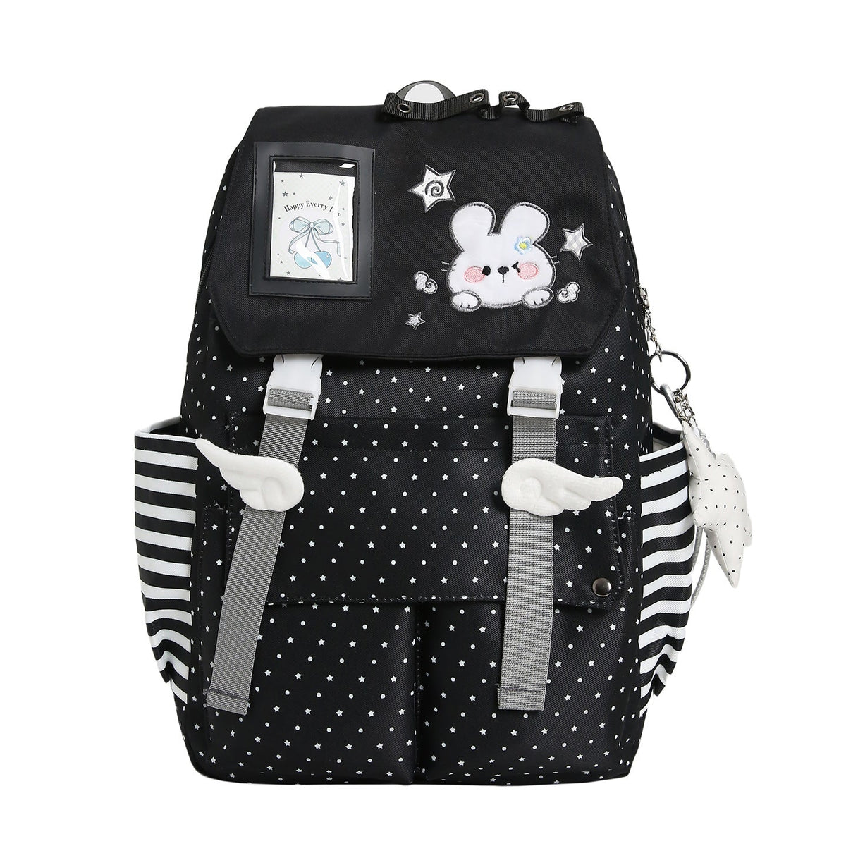 Cute Bunny Design Soft Plush School Backpack – Black