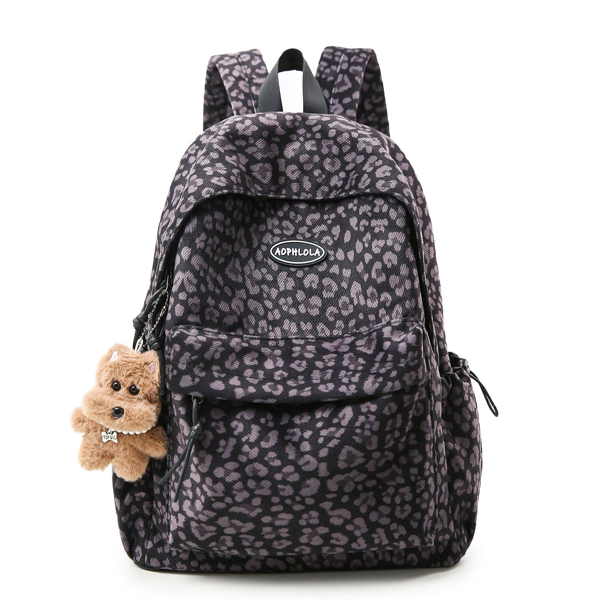 School Backpack with Animal Print Design – Purple