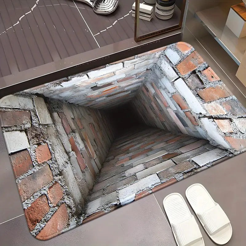 Welcome Mat with 3D Illusion Design – Grey