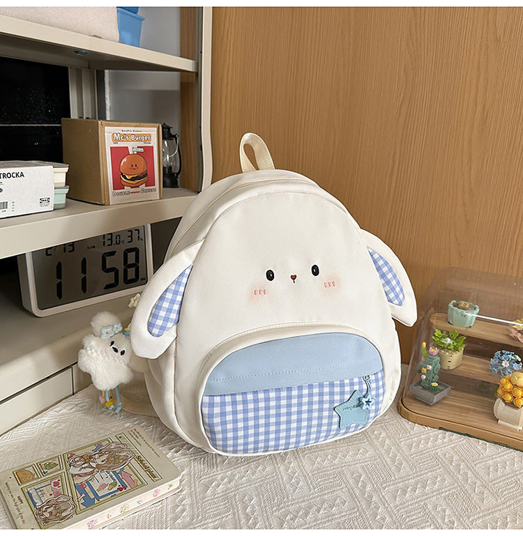 Mini Backpack with Cute Bunny Ears for School – White
