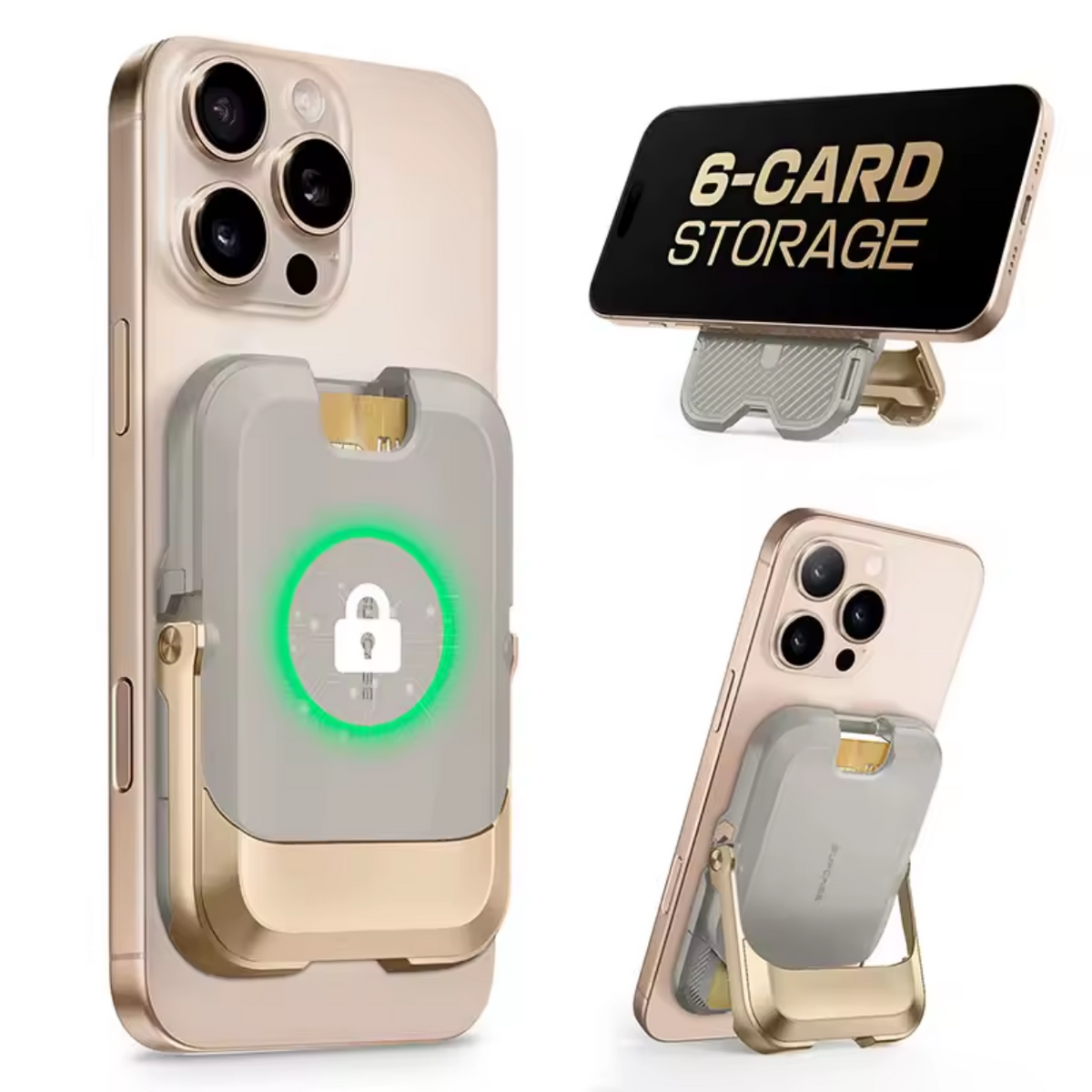 IPhone Wallet with Magnetic Closure and 6 Card Holders – Sand