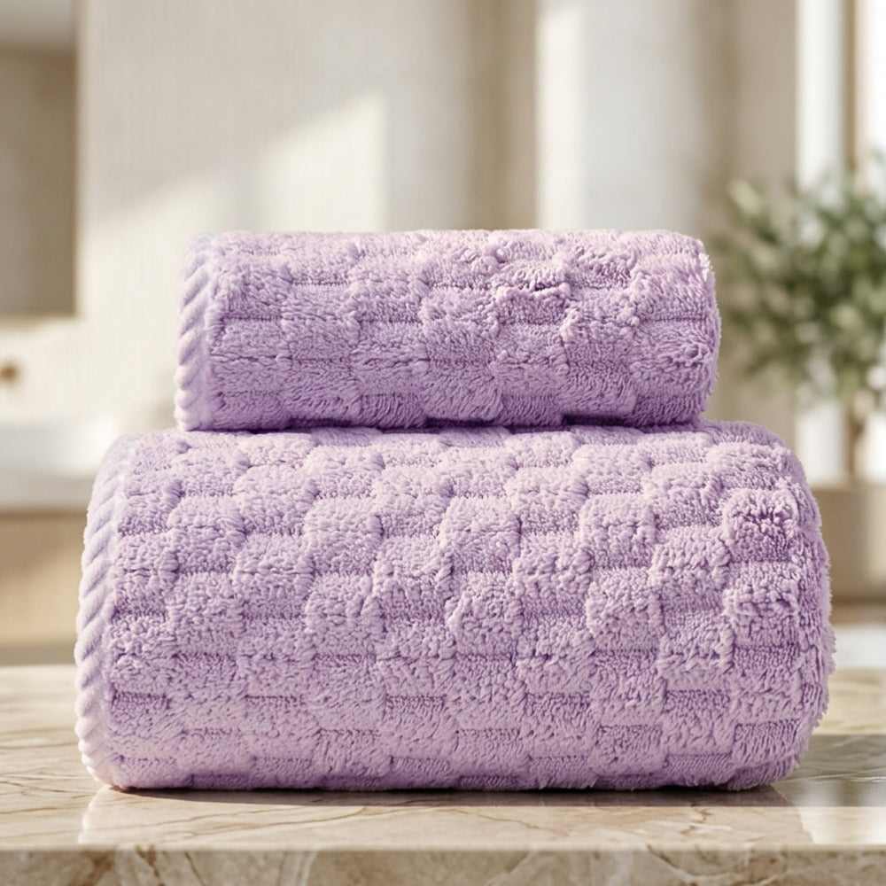 Luxurious Fleece Bath Towel Set - 2 Piece Collection – Dusty Lavender