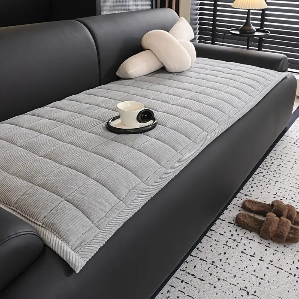 ChicGuard Quilted Sofa Protector Mat – Silver Haze
