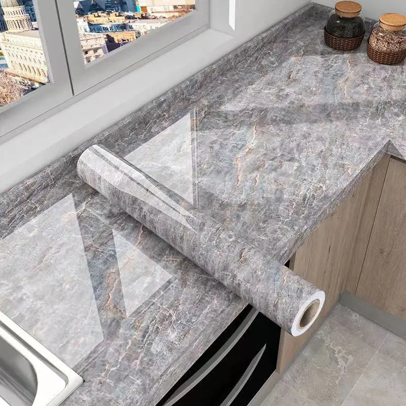 Self-Adhesive Waterproof Wallpaper - Marble Oil-Proof Film for Kitchen Renovation – 5