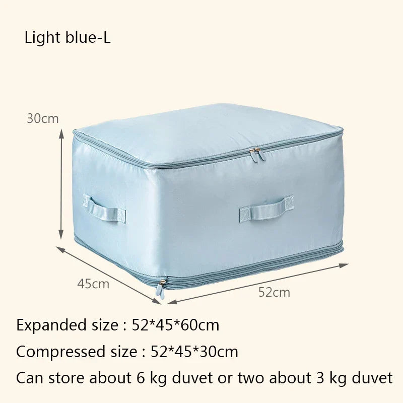 Compression Duvet Storage Bag for Space Saving – Light blue-L