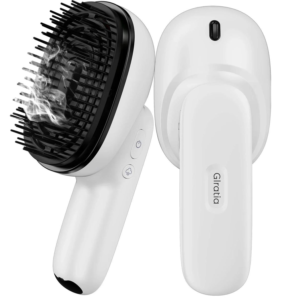 Scalp Massage Brush with Essential Oil Sprayer | 2 Vibration Settings, 4 Oil Cartridges, USB Rechargeable & Washable – White