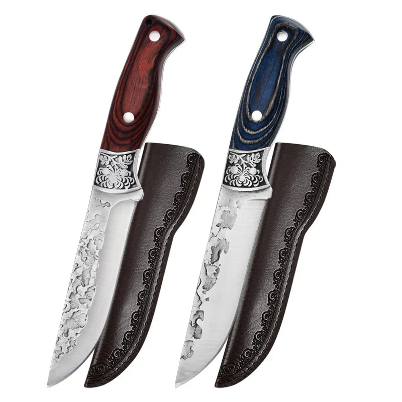 Forged Stainless Steel Cleaver - Versatile Chef's Knife for Meat, Fruit, BBQ, and Boning with Sheath – 2pcs