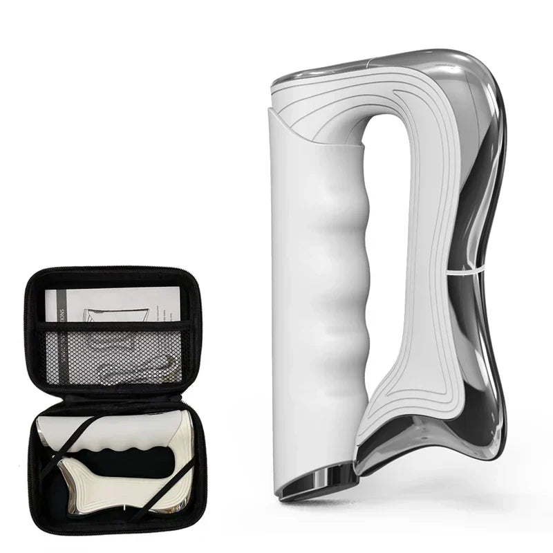 Electric Muscle Stimulator & Fascia Massage Tool with Micro-Vibrations – White
