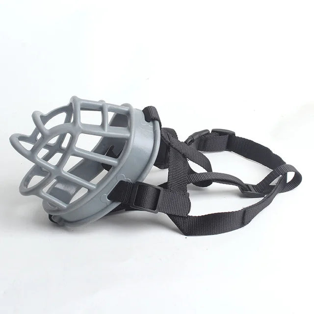 Silicone Dog Muzzle – Adjustable Canine Mouth Guard – Gray